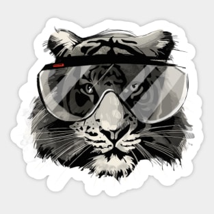 Thug Tiger With Swim Goggles animal art Sticker